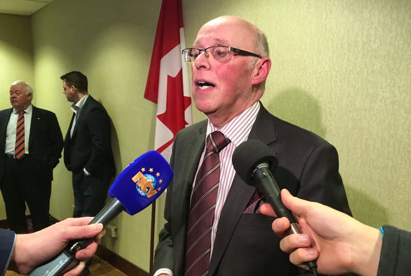 Health Minister John Haggie addressed a Rotary gathering at the Sheraton Hotel Newfoundland on Thursday, before responding to questions on both a proposed ophthalmology clinic in Western Newfoundland and cataract surgeries being questioned by the public.