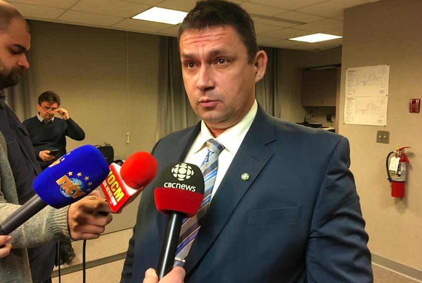 Newfoundland and Labrador Teachers’ Association president Dean Ingram tells reporters the Schools Act had deficiencies the province needed to address and he looks forward to further discussion around changes in the act. — Ashley Fitzpatrick/The Telegram