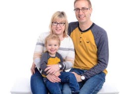 Jackie Thomas of Kitchener, Ont., has been diagnosed with VAMP1, a rare genetic disease affecting certain families originating from Newfoundland and Labrador. With her are her husband, Steve, and son, Jacob, 4.
