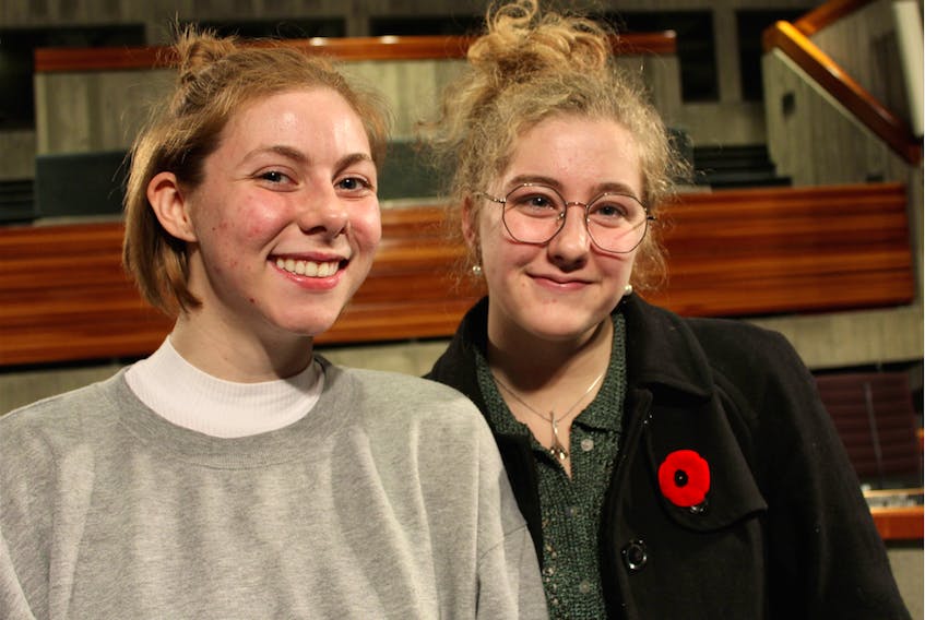 Fridays for Future activists Hannah Baker (left), 18, and Alice Ferguson-O’Brien (right), 15, said they will hold city council to account on climate change, and will continue to strike — the next climate strike is planned for Friday, Nov. 29 at 11 a.m. at the Memorial University clock tower. They will march to the Confederation Building.