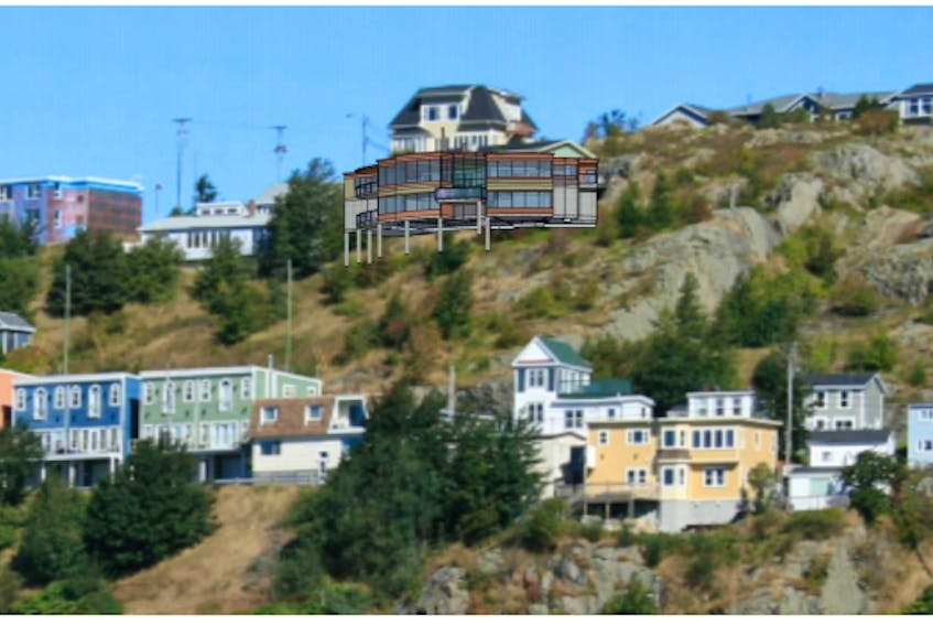 An artist’s rendition of the proposed home, located at 180-184 Signal Hill Rd., which would overlook St. John’s harbour.