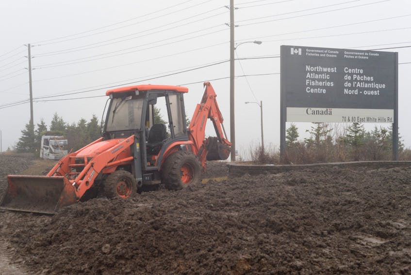 Excavation work was carried out Wednesday on the hill at the Department of Fisheries and Oceans facility at White Hills in St. John’s where Twillingate fisherman Richard Gillett held an 11-day hunger strike in April.