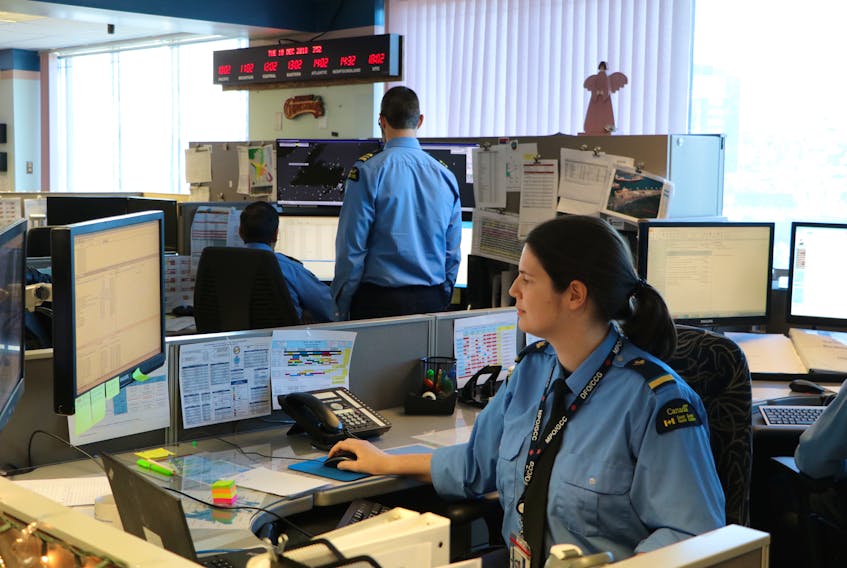 Canadian Coast Guard personnel at work at the Fleet Operations Centre at the Canadian Coast Guard Headquarters in St. John’s.