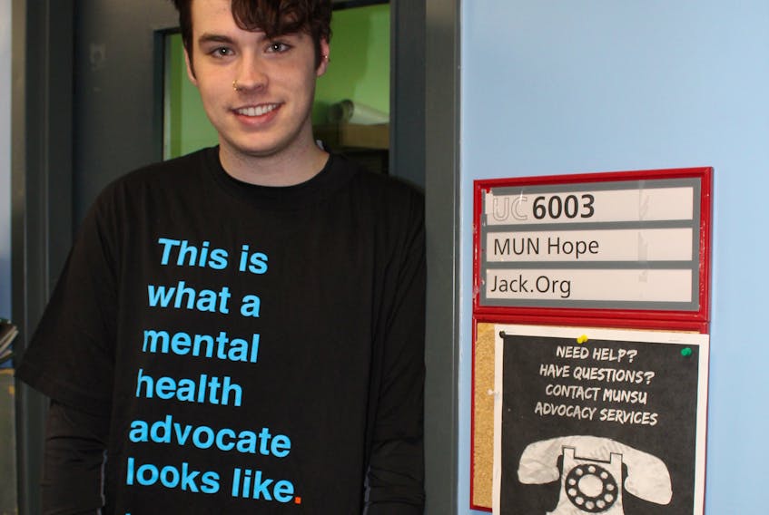 Mental health advocate Lucas Walters, who is working toward a B.Sci. (Hon.) degree in psychology at Memorial University, with a minor in gender studies, is the school’s advocate for Jack.org, an organization that gives youth at the university a place to discuss mental health problems.