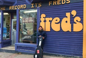 Daniel Champagne stands outside of Fred's Records on Duckworth Street in St. John 's. It's his second time back in the city where he's played three shows to cap off a cross-Canada tour. His percussive guitar style has captured audiences.