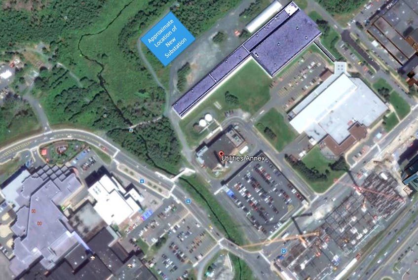 A review still has to be done and details finalized, but this map shows the current general area of where a new electrical substation might be built in St. John’s.