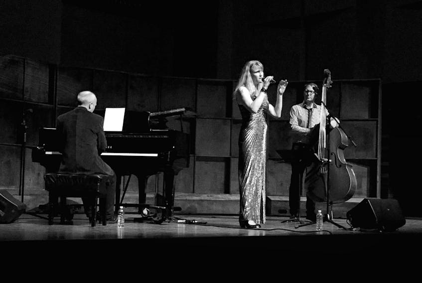 Bill Brennan and Andrea Koziol, joined by bassist Andrew Downing (right) at the D.F. Cooke Recital Hall at Memorial University.