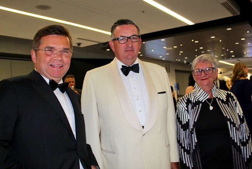 The 2019 Junior Achievement Business Hall of Fame inductees are (from left): Greg Roberts, owner of P.I. Enterprises and owner and CEO of Mary Brown’s; Christopher Hickman, chairman and CEO of Marco Group of Cos.; and Barb Genge, owner and operator of Tuckamore Lodge.
