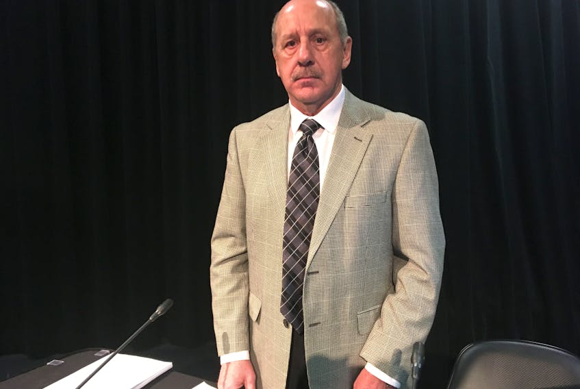 Pat Hussey, Nalcor Energy’s supply chain manager on the Muskrat Falls project, prepares to testify at the Muskrat Falls Inquiry at the Lawrence O’Brien Arts Centre in Happy Valley-Goose Bay on Friday.