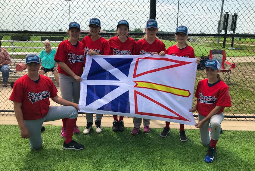 They were playing for a team based in Chicago, but these young baseball players were also proud to represent Newfoundland and Labrador in the Baseball For All Nationals female tournament in Illinois. Jaida Lee and Kayla Musseau of St. John’s, Holly Russell of Grand Falls-Windsor, Hannah Legge of Cow Head and Sommer Mosher, Taylor Burton and Lauren Chaulk of Corner Brook were with the Championship-winning Chicago Pioneers.