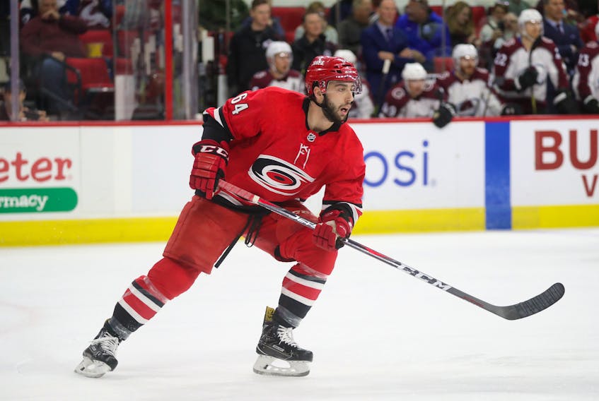 Clark Bishop is shown in action recently with the Carolina Hurricanes.