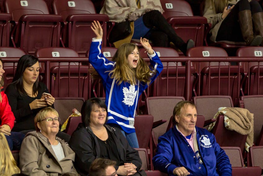 There were only 2,709 fans out for Wednesday’s Newfoundland Growlers’ 5-2 win over the Worcester Railers, but that didn’t deter this young fan from enjoying herself at the game.