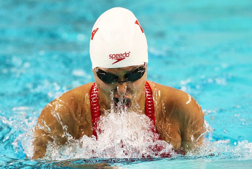 Kataraina Roxon claimed a a gold in the 100-metre breaststroke competition in Cairns, Australia on Thursday. — Swimming Canada