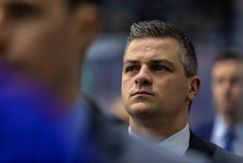 Toronto Marlies head coach Sheldon Keefe, shown in this file photo, is attracting a lot of attention at the NHL level. In hiring a coach for the ECHL’s Newfoundland Growlers, the Maple Leafs will be looking for someone it believes else will eventually move up through the ranks. — Toronto Marlies photo
