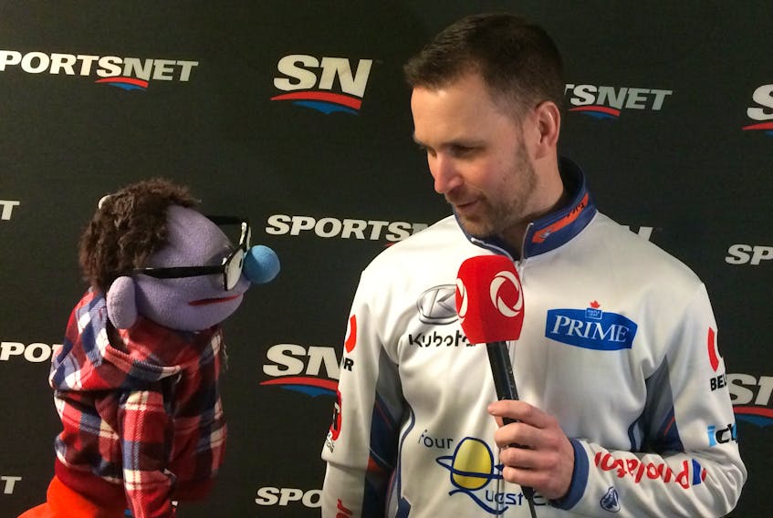 Gary Wheeseltin, the star of the local Rogers TV show NL Now, interviewed curler Brad Gushue following Gushue’s quarter-final loss at the Boost National Saturday at the C.B.S. Arena. Gary is the brainchild of 13-year-old Jake Thompson of St. John’s. Jake and Gary have already completed 30 shows on Rogers.