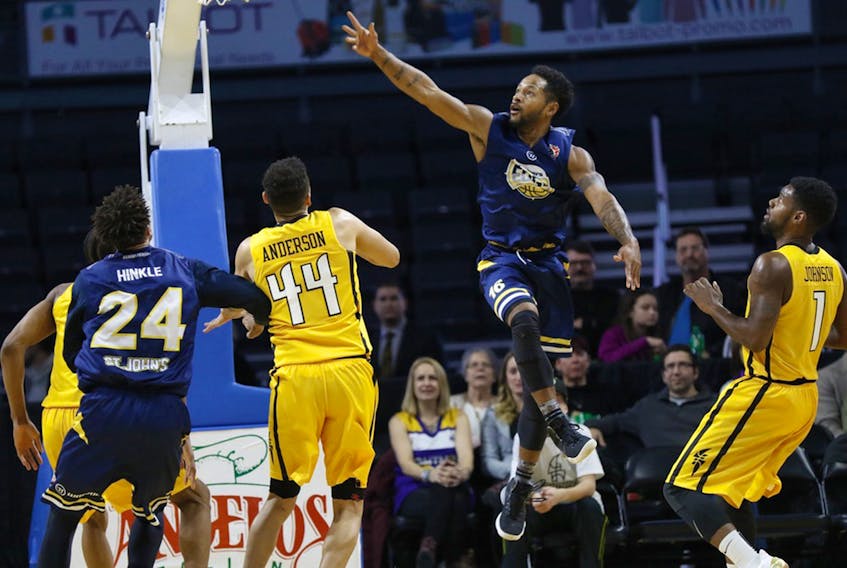 London Lightning photo via St. John’s Edge — Rashaun Broadus (second from right) and the St. John’s Edge were up early against the London Lightning Sunday afternoon, but couldn’t hold onto the lead.