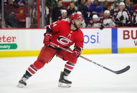 Gregg Forwerck/Carolina Hurricanes - Clark Bishop of St. John’s saw seven minutes and 10 seconds of ice time in his NHL debut Saturday for the Carolina Hurricanes. The visiting Colorado Avalanche came away with a 3-1 win.