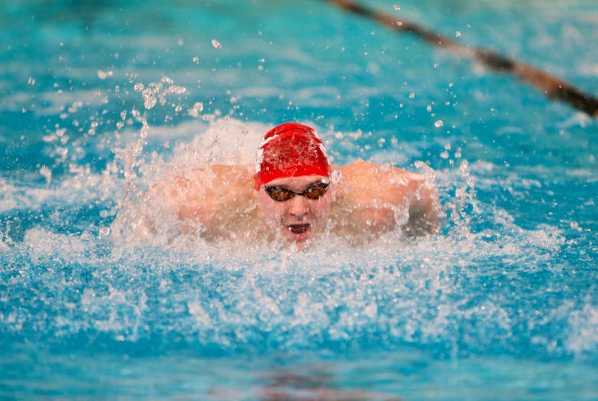 Owen Daly of St. John’s is shown swimming for Memorial University in this file photo. Daly, who now trains at the CANO club in Montreal while studying at Concordia University, earned a place on the Canadian team that will compete at the Pan Pacific meet in Tokyo next month in what is essential a preview event for the 2020 Summer Olympic Games.