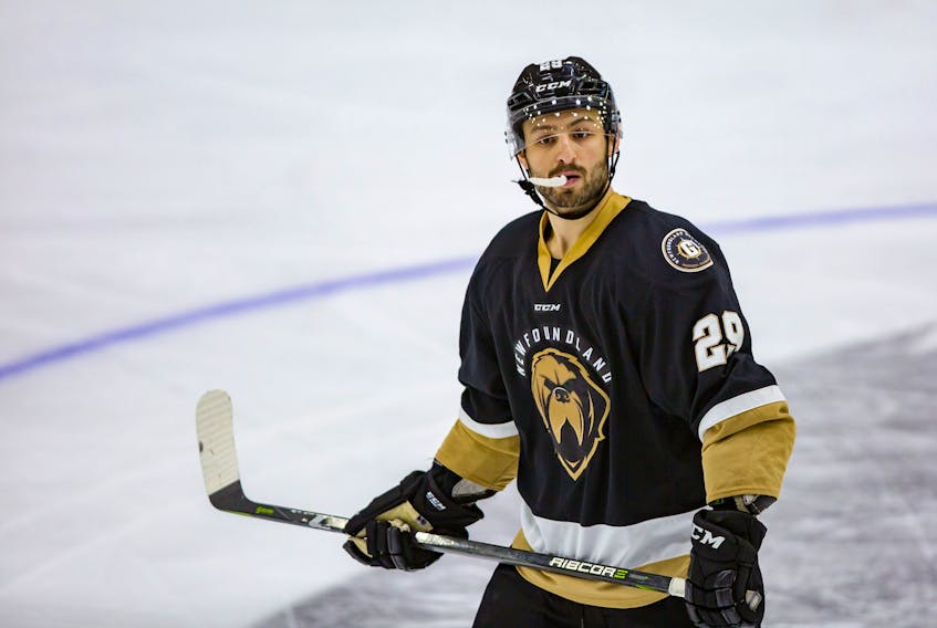Giorgio Estephan, the Newfoundland Growlers leading goal scorer, has been recalled to the AHL’s Toronto Marlies for the second time in less than two weeks. — Newfoundland Growlers photo/Jeff Parsons