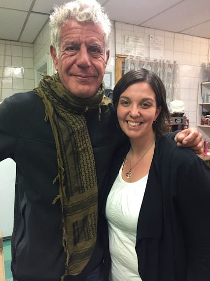 Anthony Bourdain with Melissa Lee, who served Bourdain when he was in St. John’s. —