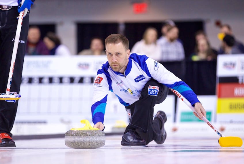 Brad Gushue (shown in action against Kevin Koe earlier in the week) and his St. John’s team went 5-2 overall at the Players Championship, losing to Niklas Edin in the semifinals.