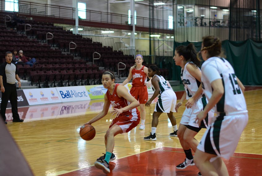Taz Uddin photo/Memorial University — Memorial Sea-Hawks fifth-year guard Sydney Stewart of Sarnia, Ont. put on a clinic against the first-place UPEI Panthers Sunday, recording a triple-double with 33 points, 11 rebounds and 10 assists in an 88-81 win.