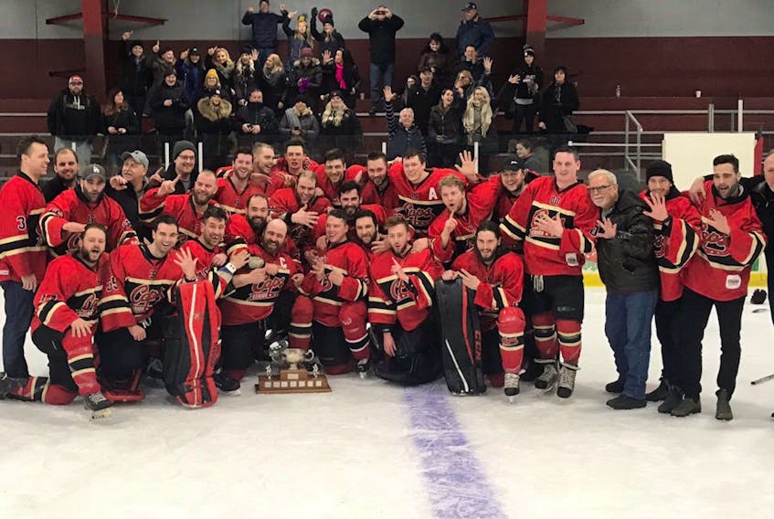 The St. John’s Caps have won five league titles in the last seven years, including the first-ever East Coast Senior Hockey League championship, which they secured with an overtime win over the Southern Shore Breakers Sunday night at Twin Rinks.