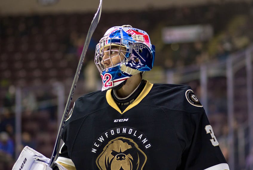 Newfoundland Growlers photo/Jeff Parsons - Mario Culina, fresh off a four-year OHL career, has put up good numbers in the five starts he’s made for the Newfoundland Growlers so far this season.