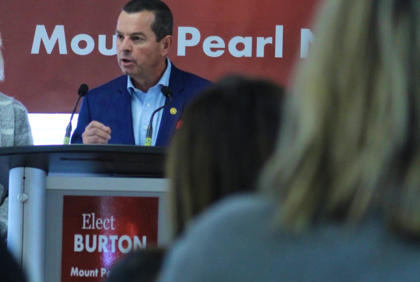 Real estate agent Jim Burton announced his intention to run for the Liberals in the upcoming Mount Pearl North byelection at the soccer hut in Mount Pearl Friday.