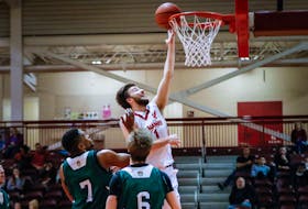 After missing 10 games with an injury, Nathan Barker returned to the Memorial lineup over the weekend to help the Sea-Hawks to a pair of crucial wins over the UPEI Panthers. — Memorial Athletics photo/Ally Wragg