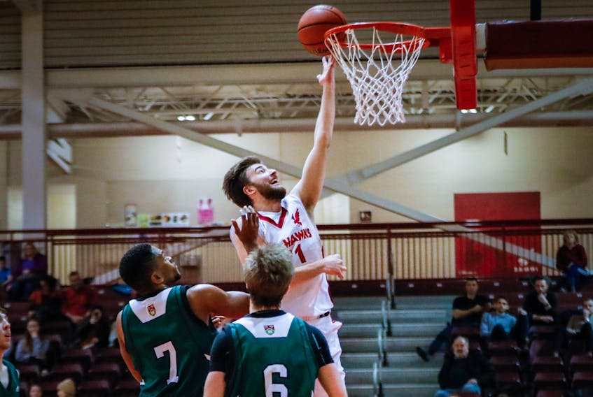 After missing 10 games with an injury, Nathan Barker returned to the Memorial lineup over the weekend to help the Sea-Hawks to a pair of crucial wins over the UPEI Panthers. — Memorial Athletics photo/Ally Wragg