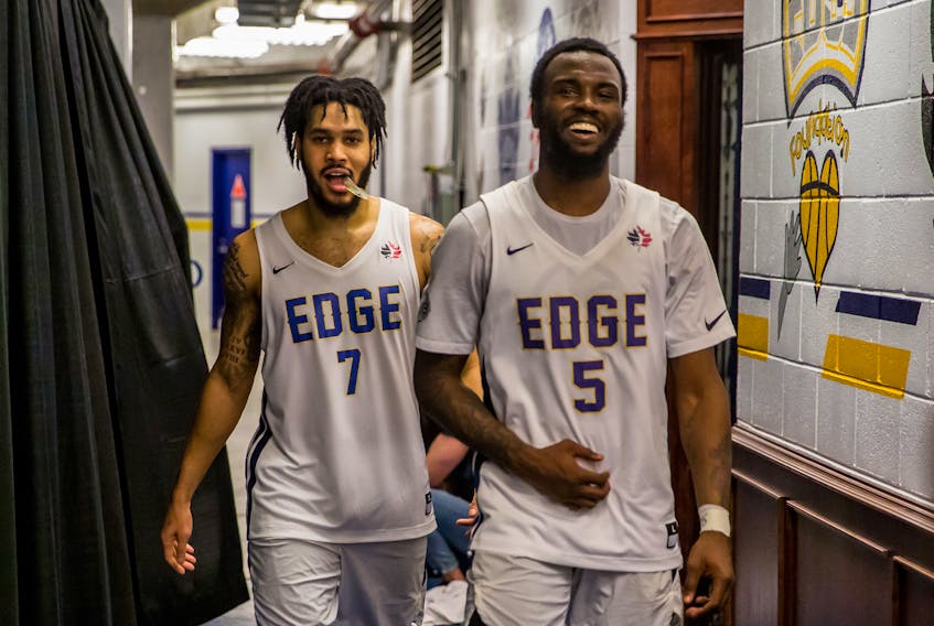 St. John’s Edge players Jarred Nickens (left) and Dez Lee have been honoured by the National Basketball League of Canada. — St. John's Edge photo
