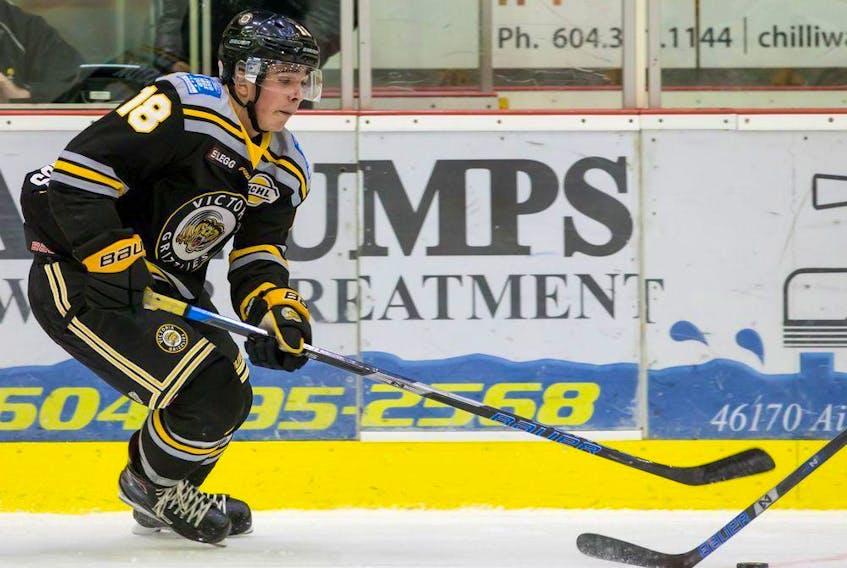 Alex Newhook has returned to the Victoria Grizzlies following a rookie-of-the-year campaign to captain the BCHL team.
