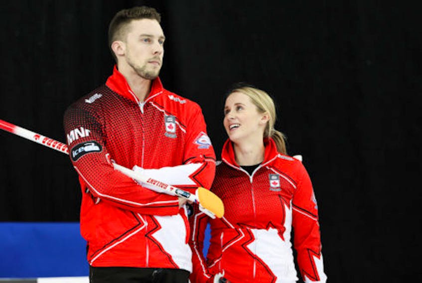 World Curling Federation photo/Alina Pavlyuchik - Brett Gallant and Jocelyn Peterman enter Tuesday with a 3-0 record at the world mixed doubles curling championship in Stavanger, Norway.