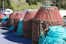 Snow crab pots on the wharf at Jerseyside in Placentia this spring. The Marine Stewardship Council has re-certified the province’s snow crab fishery as a sustainable and well-managed resource.