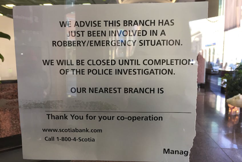 The RNC responded to an robbery at the Scotiabank on Water Street in St. John's Friday.