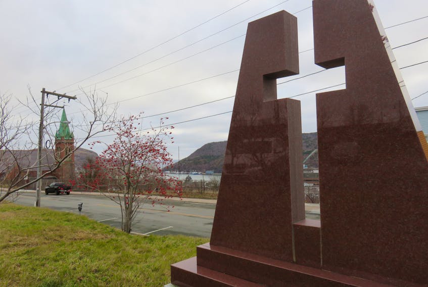 Twenty-six years ago, Knights of Columbus here erected this memorial on Harvey Road, St. John’s, to the 99 who died in the hostel fire of 1942. — Paul Sparkes photo