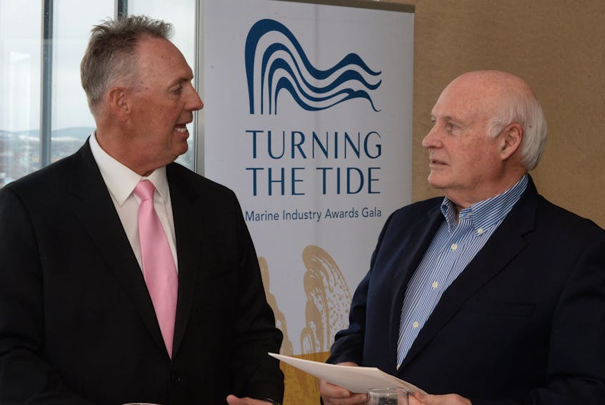 Paul Antle (left) chairperson of the Turning The Tide Marine Industry Awards gala, and Chris Collingwood, founder of Turning The Tide, were on hand Thursday morning at the Emera Innovation Exchange at MUN’s Signal Hill campus in St. John's to announce details of the 2019 recipients of the awards.