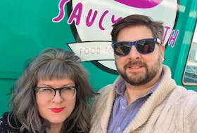 Partners Allyson Howse (left) and Brad Gover (right) operate the food truck Saucy Mouth in Mount Pearl, and recently started a mobile vendors association along with other vendors in the metro area.