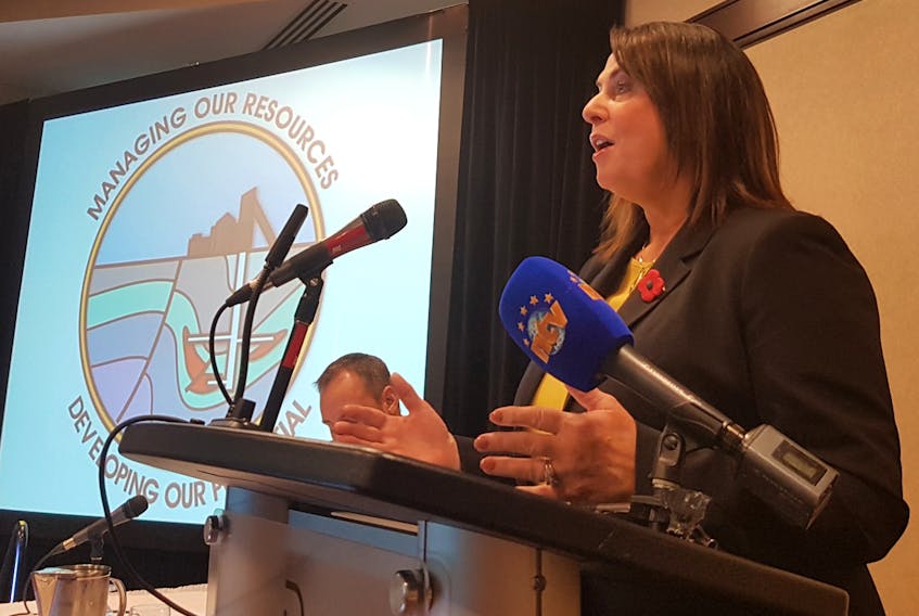 Natural Resources Minister Siobhan Coady speaks at the Mineral Resources Review conference Thursday morning in St. John’s.