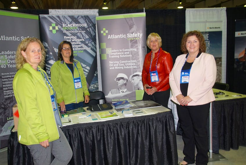 A host of companies and organizations are expected to be on display during the Placentia Bay Industry Showcase 2018 at Unity Parc Arena in Placentia Sept. 18-20. One of those companies is expected to be Atlantic Safety Centre, which had a booth at the 2017 event. On hand last year were (from left) Pam Constantine, Annie Parsons, Mona Saunders (all of Atlantic Safety Centre) and Placentia-St. Mary’s MHA Sherry Gambin-Walsh.