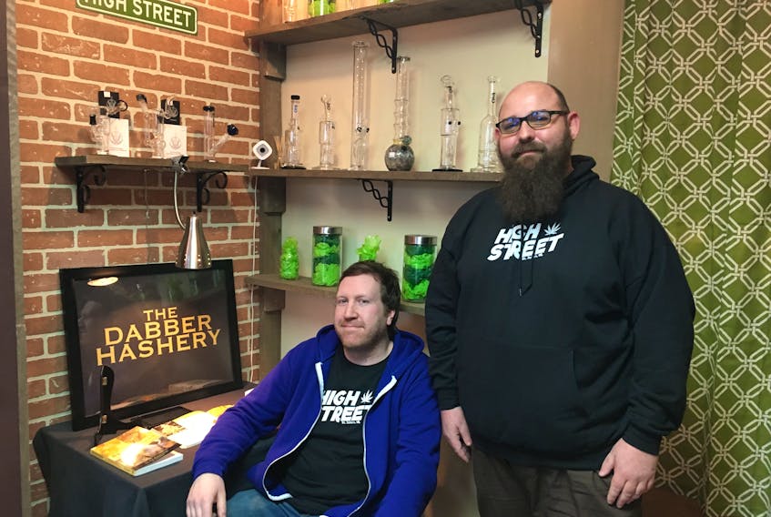 Jon Keefe (left) and Ross Barney are the co-owners of High Street, a retail shop on the east end of Duckworth Street in downtown St. John’s where they currently sell paraphernalia used for consumption of cannabis.