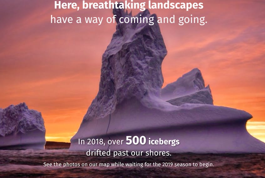Screenshot of the award-winning IcebergFinder.com website.