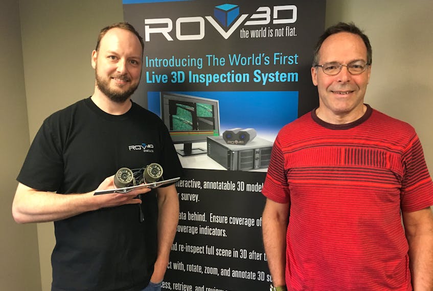 Whitecap Scientific in St. John’s was founded by Dr. Sam Bromley (left) and Dr. Richard Carron. The company developed software called ROV3D, which uses a pair of standard subsea cameras to create three-dimensional models of subsea assets in real time.