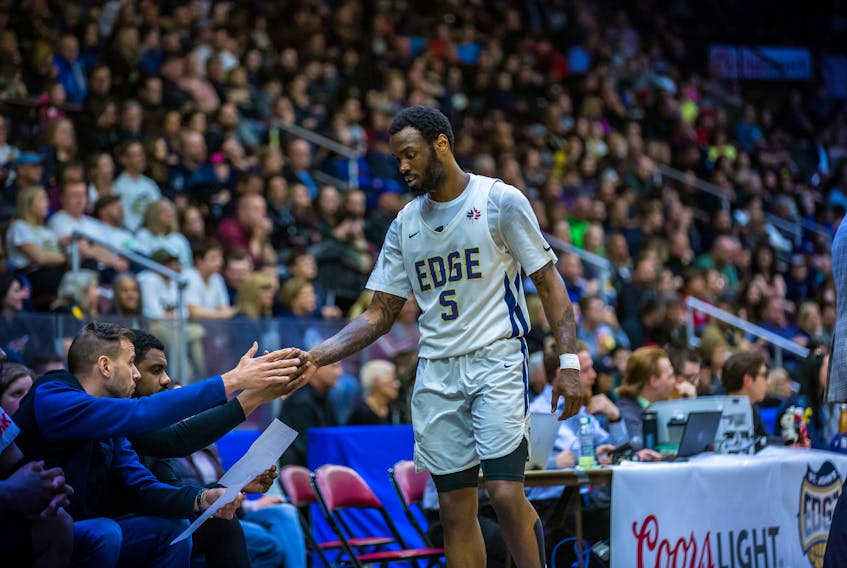 St. John’s Edge photo/Jeff Parsons — Despite playing hurt during the playoffs, Dez Lee tried his best to get the St. John’s Edge over the hump in Game 4 of the NBL Canada final, scoring 43 points against the Moncton Magic.