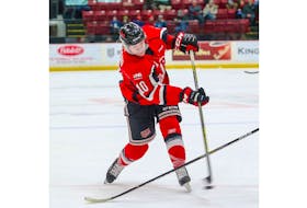 UNB photo - Tyler Boland of St. John’s was fourth in Atlantic University Sport scoring this season with 19 goals and 19 assists in 30 games. He was also fourth in playoff scoring with four goals and a couple of assists in five games.