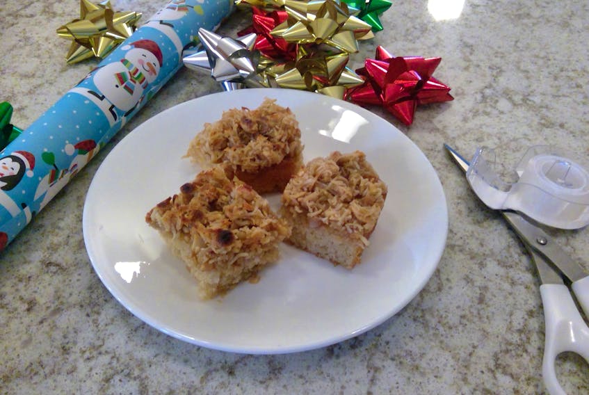 Cynthia Stone photo  — 
These Caramel Coconut Cashew Squares are sure to be a hit when planning your Christmas lists, because if if you’ve made them for later consumption, you won’t be able to resist having a few early samples.