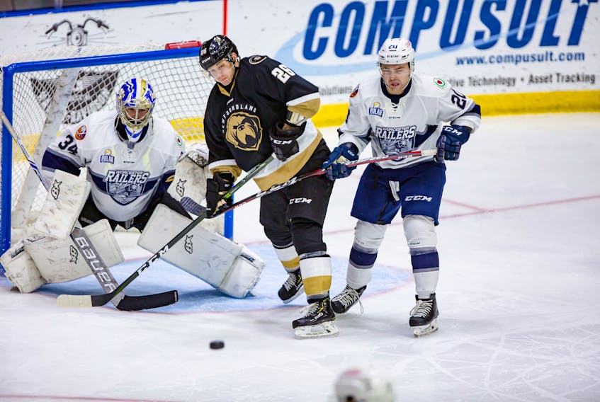 Newfoundland Growlers photo/Jeff Parsons - Josh Kestner, shown here in action against the Worcester Railers earlier this season at Mile One Centre, has 14 points in 15 games entering tonight’s game against the Brampton Beast. Kestner was born and raised in Huntsville, Alabama, not exactly a hockey hotbed.
