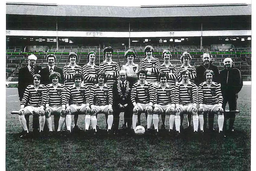Alan Horn, fifth from the right on the top row, stands between David Gillespie and Bernie Donnelly in this 1977-78 team photo of the Queen’s Park Football Club. David Ballantyne is not in the photo. The team was rocked with tragedy in late July, 1978 when Donnelly and Ballantyne were killed in a car accident in St. John’s, and Gillespie was severely injured.
