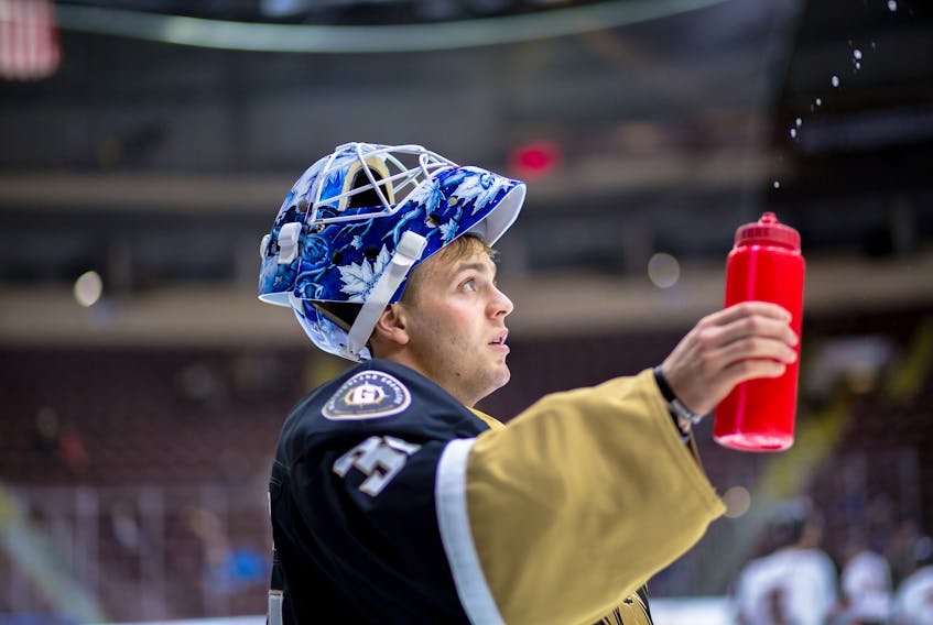 After helping the Newfoundland Growlers to an ECHL championship earlier this month, netminder Michael Garteig is signing with a team in the Finnish Elite League. — Newfoundland Growlers photo/Jeff Parsons